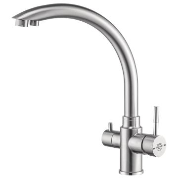 FilterLogic Madeira 3 Way Tap - Brushed Steel